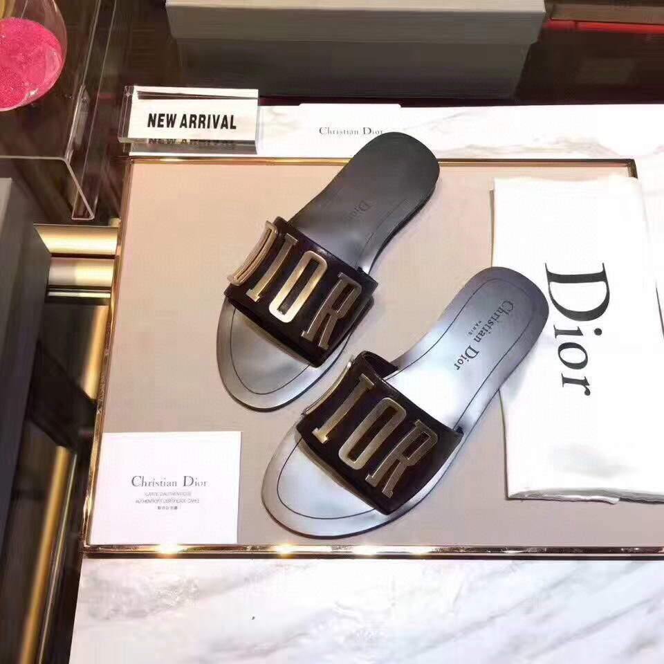 Dior 81178 Diro Letter slippers Sandals  White Black logo - luxibagsmall