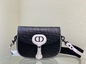 Dior Bobby Bag Medium Perforated M9319 Black calfskin with Dior Oblique motif - Default Title - View 1