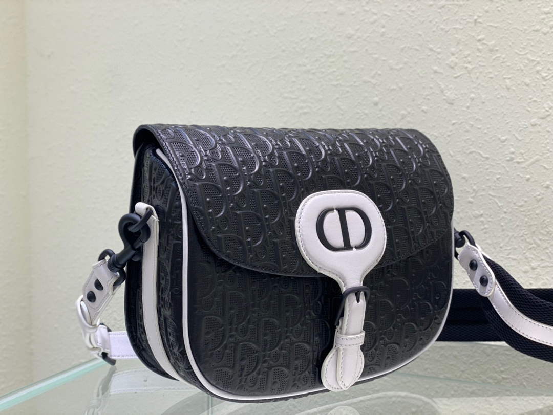 Dior Bobby Bag Medium Perforated M9319 Black calfskin with Dior Oblique motif - Default Title - View 3