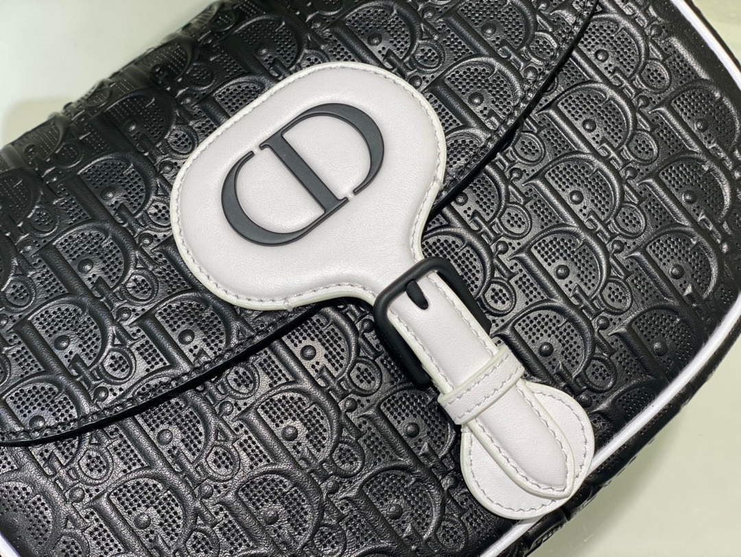 Dior Bobby Bag Medium Perforated M9319 Black calfskin with Dior Oblique motif - Default Title - View 7
