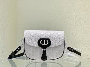Dior Bobby Bag Medium Perforated M9319 white calfskin with Dior Oblique motif - Default Title - View 1