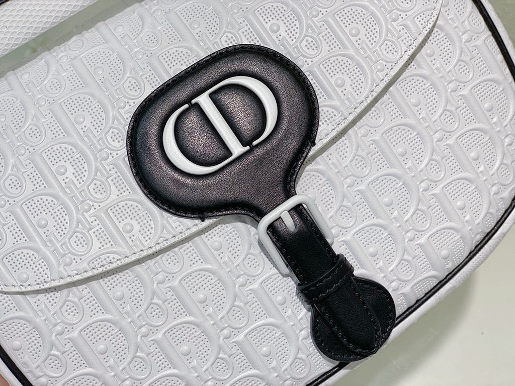 Dior Bobby Bag Medium Perforated M9319 white calfskin with Dior Oblique motif