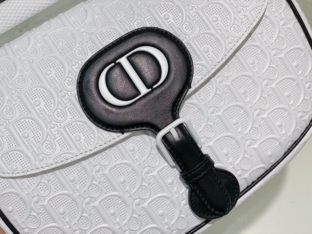 Dior Bobby Bag Medium Perforated M9319 white calfskin with Dior Oblique motif - Default Title - View 7