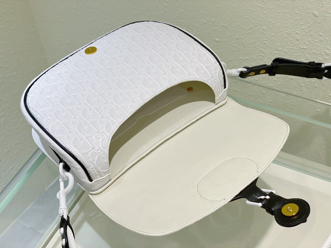 Dior Bobby Bag Medium Perforated M9319 white calfskin with Dior Oblique motif - Default Title - View 8