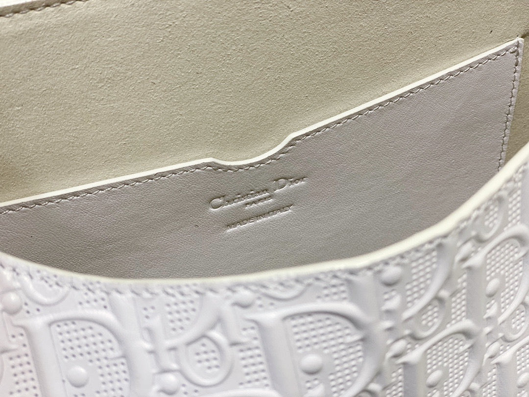 Dior Bobby Bag Medium Perforated M9319 white calfskin with Dior Oblique motif