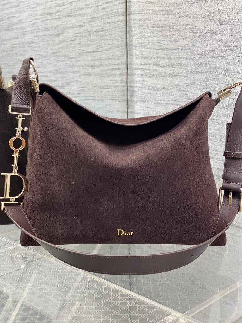 Dior Bolso Medium Diorly M1412PHJX_M44M Bag Suede Dark Brown