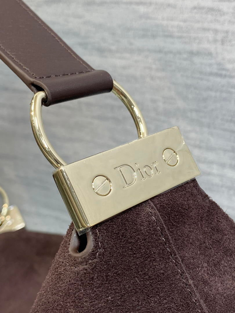 Dior Bolso Medium Diorly M1412PHJX_M44M Bag Suede Dark Brown