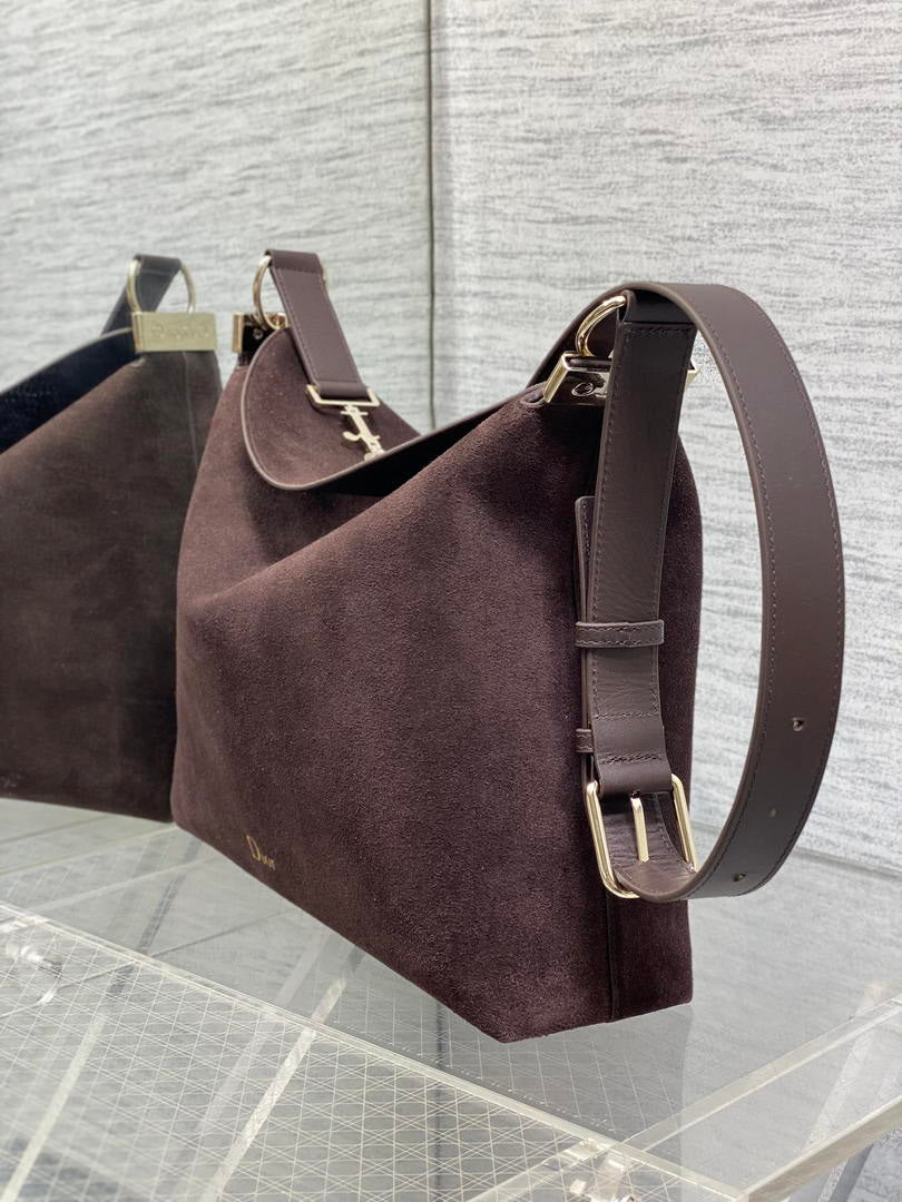 Dior Bolso Medium Diorly M1412PHJX_M44M Bag Suede Dark Brown