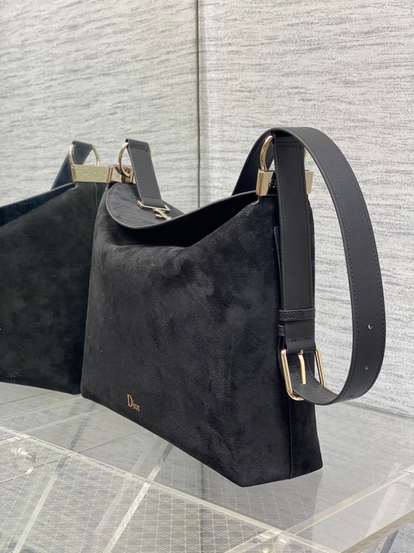 Dior Bolso Medium Diorly M1412PHJX_M44M Bag Suede Black