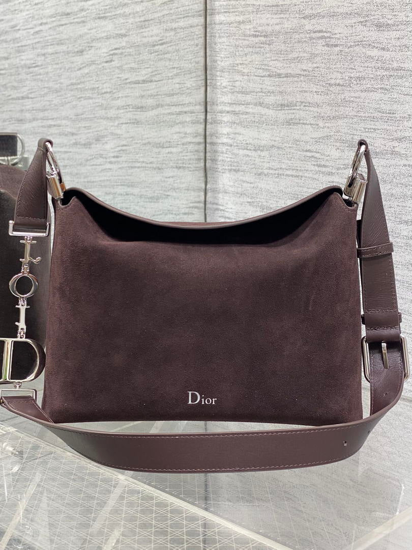 Dior Bolso Small Diorly M1412PHJX_M44M Bag Suede Dark Brown