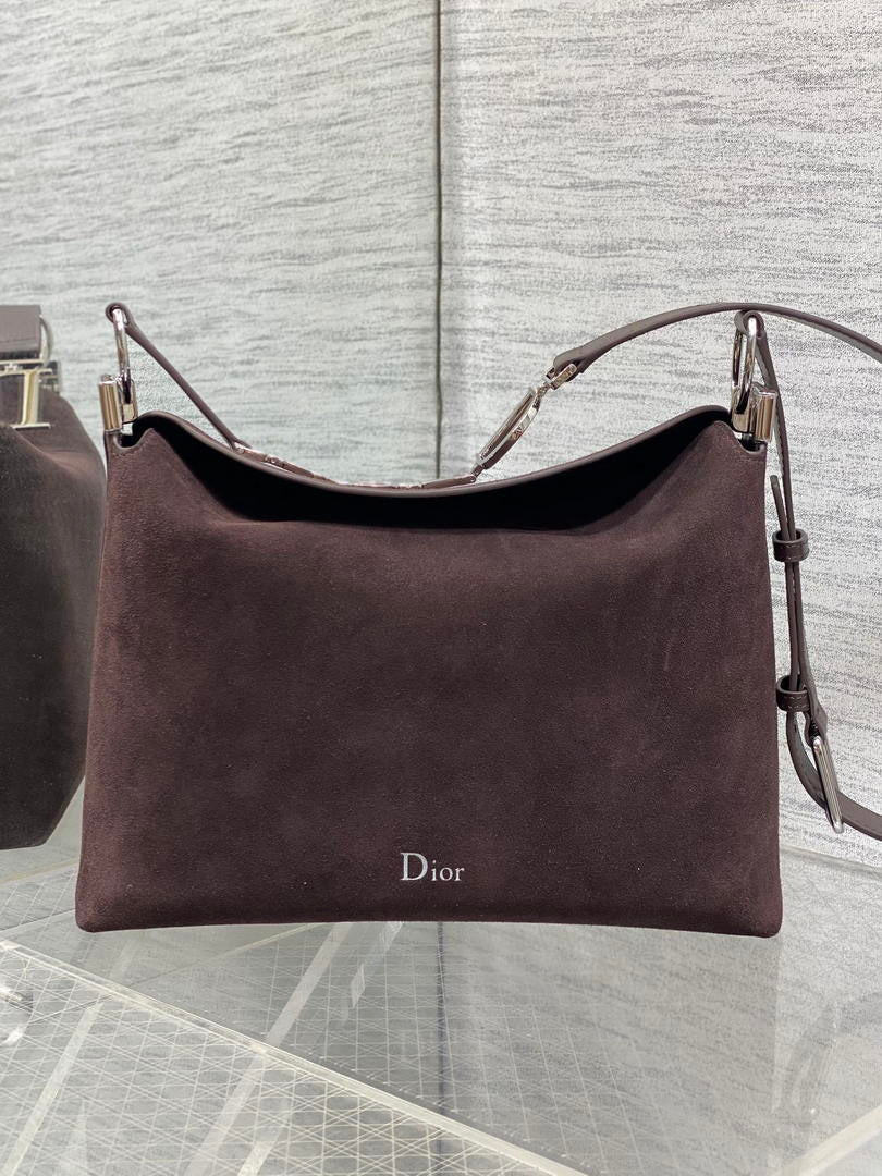 Dior Bolso Small Diorly M1412PHJX_M44M Bag Suede Dark Brown