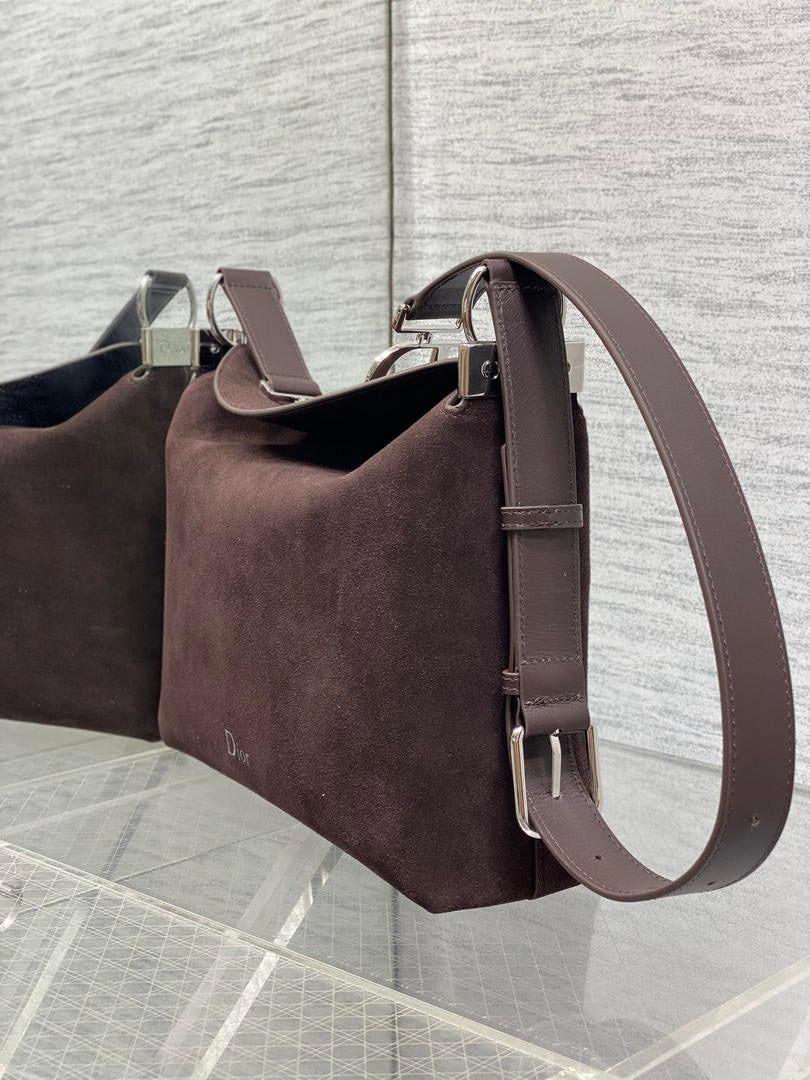 Dior Bolso Small Diorly M1412PHJX_M44M Bag Suede Dark Brown