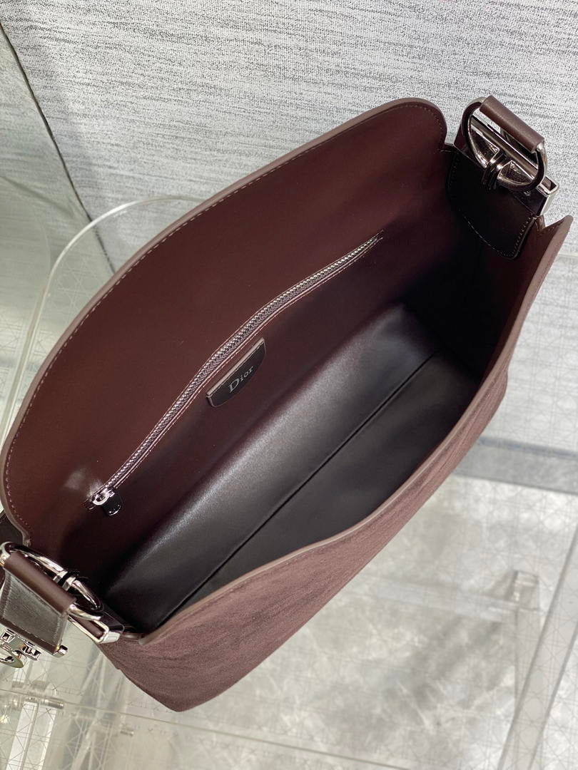 Dior Bolso Small Diorly M1412PHJX_M44M Bag Suede Dark Brown