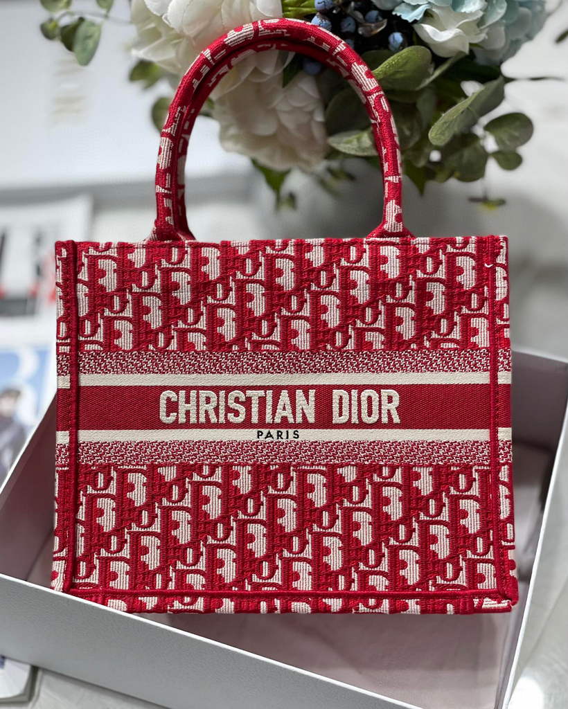 Dior Book Tote M1265 Small Dior Oblique Embroidery Red - Default Title - View 1