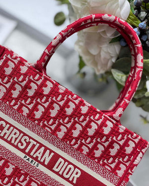 Dior Book Tote M1265 Small Dior Oblique Embroidery Red - Default Title - View 4