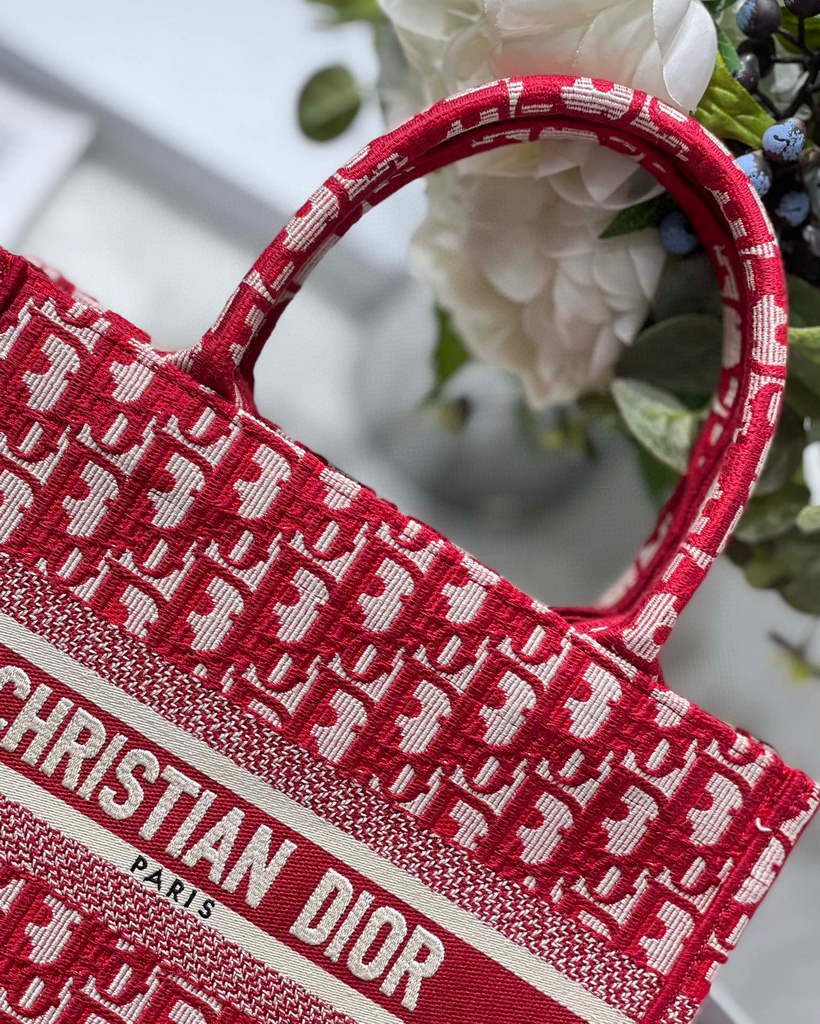 Dior Book Tote M1265 Small Dior Oblique Embroidery Red - Default Title - View 4