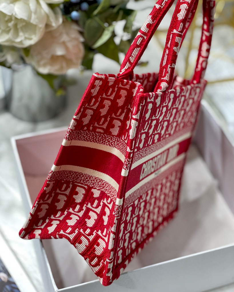 Dior Book Tote M1265 Small Dior Oblique Embroidery Red - Default Title - View 7