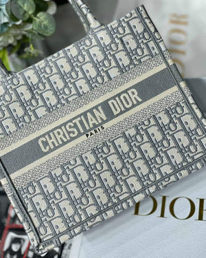 Dior Book Tote M1265 Small Dior Oblique Embroidery Gray - Default Title - View 2