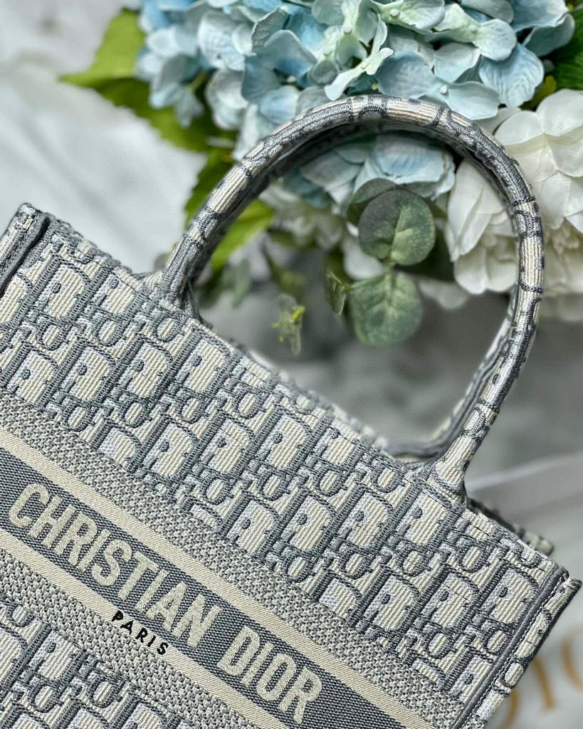 Dior Book Tote M1265 Small Dior Oblique Embroidery Gray - Default Title - View 4
