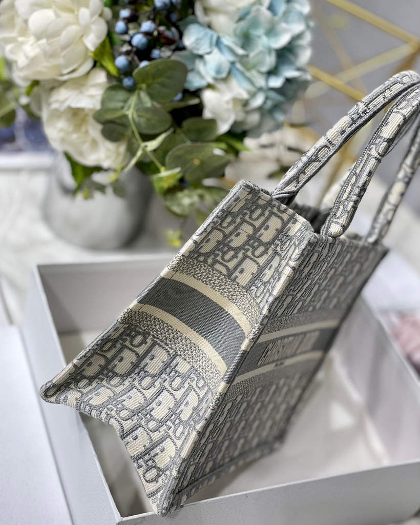 Dior Book Tote M1265 Small Dior Oblique Embroidery Gray - Default Title - View 7