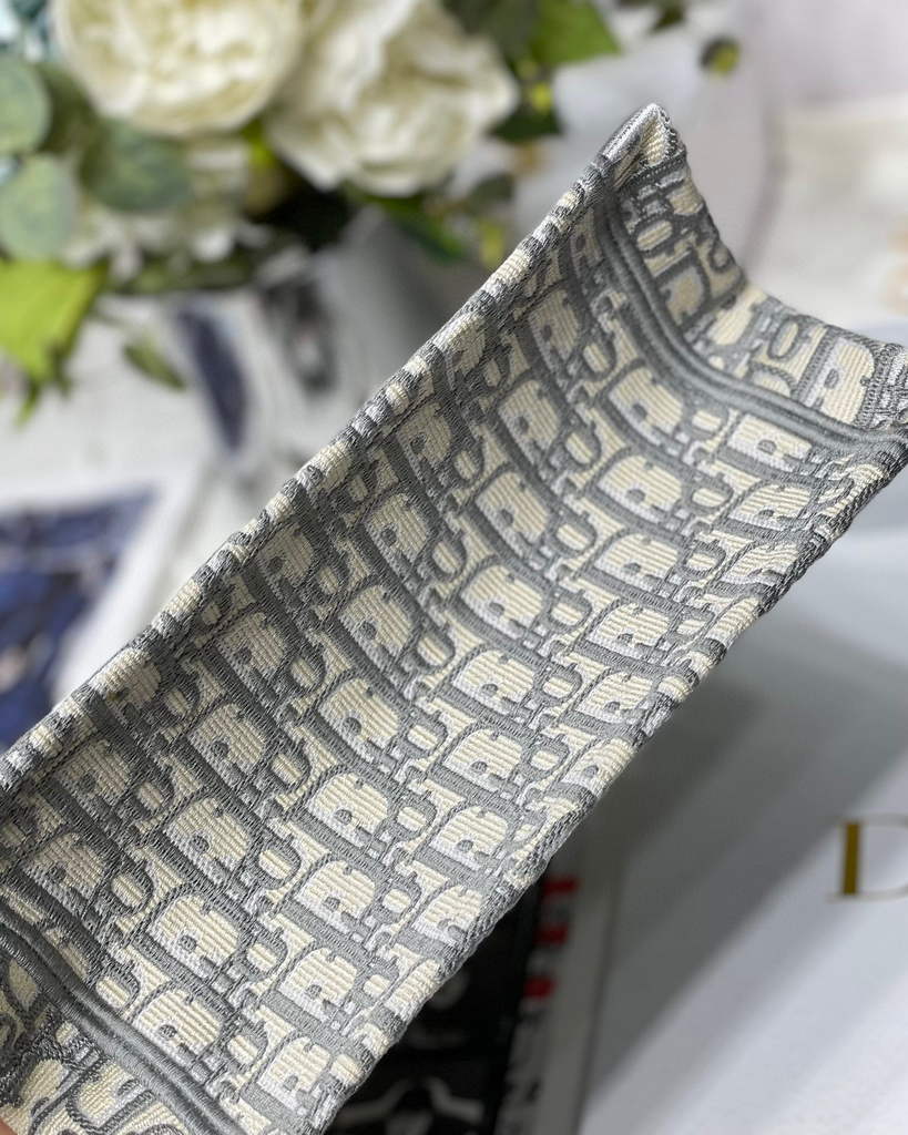 Dior Book Tote M1265 Small Dior Oblique Embroidery Gray