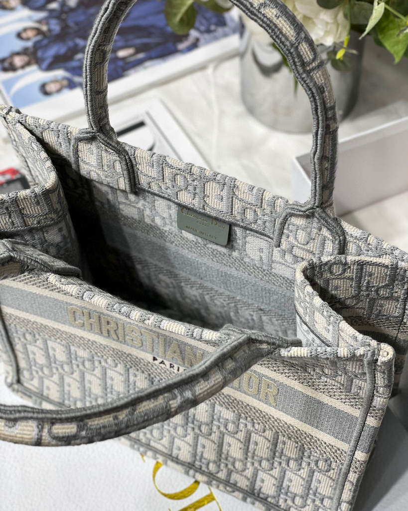 Dior Book Tote M1265 Small Dior Oblique Embroidery Gray - Default Title - View 9