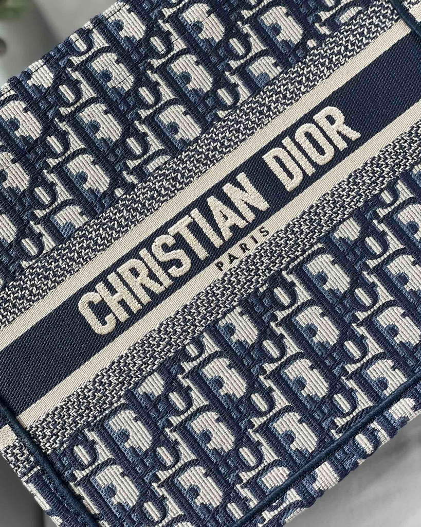 Dior Book Tote M1265 Small Dior Oblique Embroidery Blue - Default Title - View 3