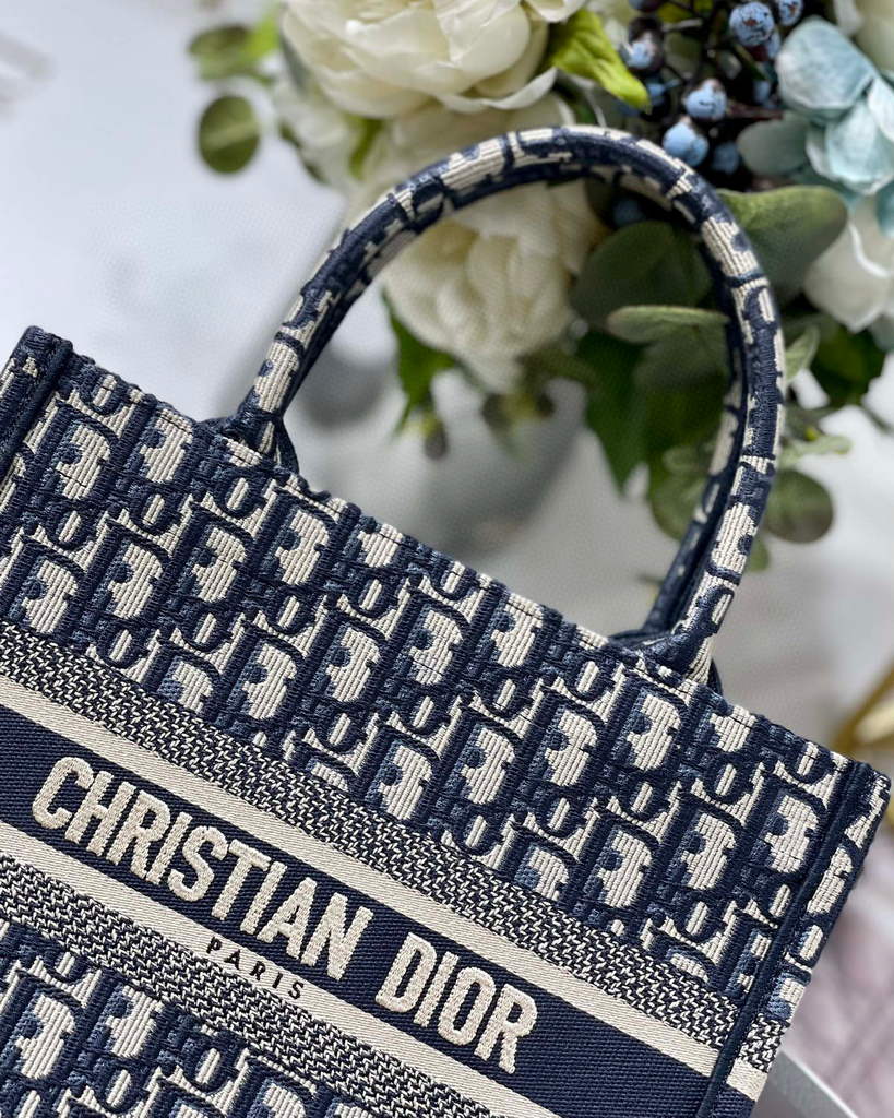 Dior Book Tote M1265 Small Dior Oblique Embroidery Blue - Default Title - View 4