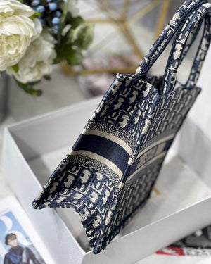 Dior Book Tote M1265 Small Dior Oblique Embroidery Blue - Default Title - View 7