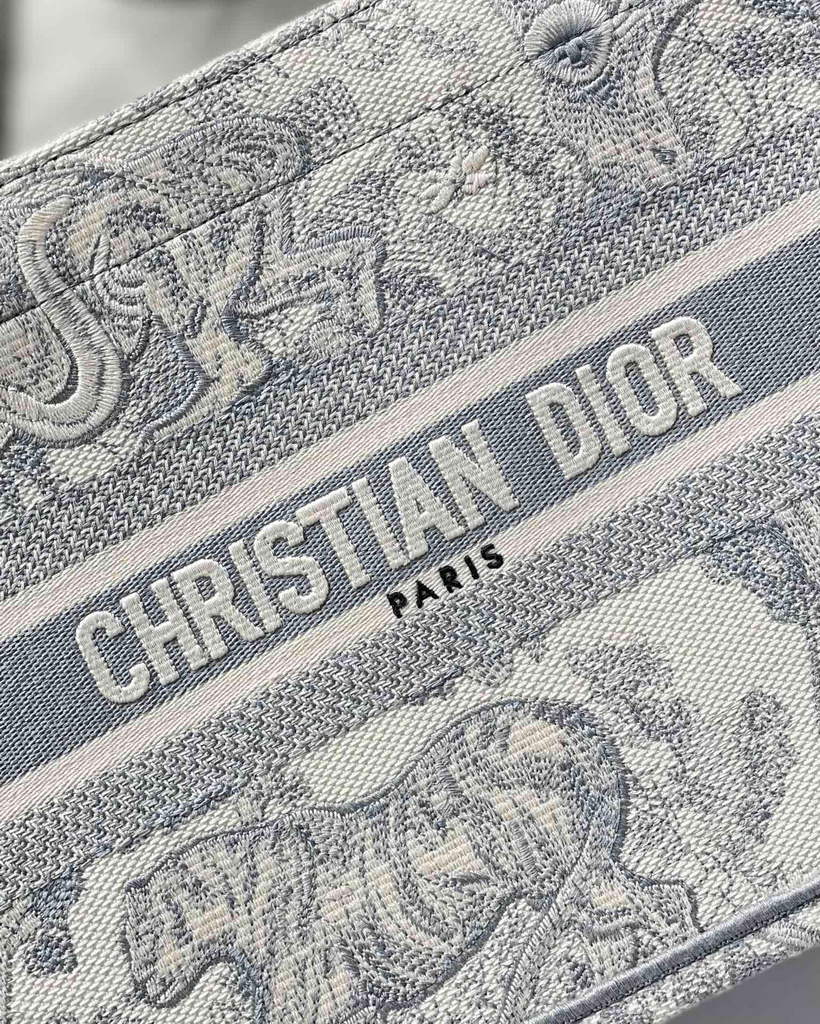 Dior Book Tote M1265 Small Dior Toile De Jouy Reverse Embroidery Gray - Default Title - View 2