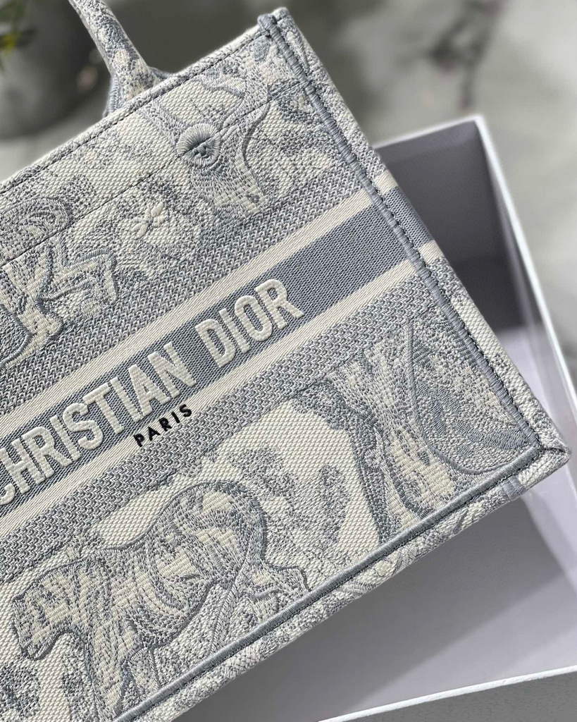Dior Book Tote M1265 Small Dior Toile De Jouy Reverse Embroidery Gray - Default Title - View 4