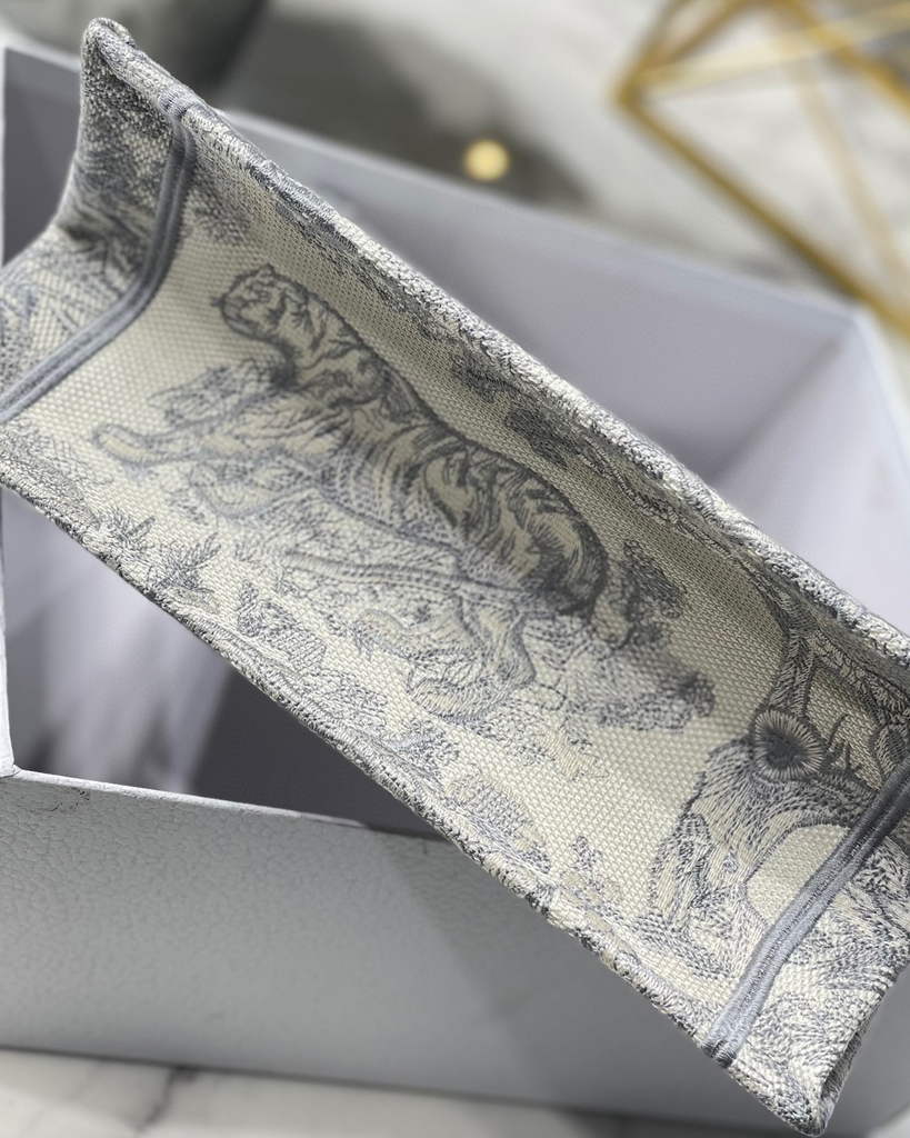 Dior Book Tote M1265 Small Dior Toile De Jouy Reverse Embroidery Gray - Default Title - View 8