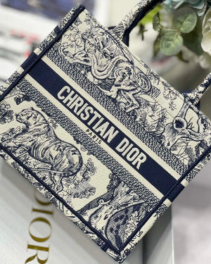 Dior Book Tote M1265 Small Dior Toile De Jouy Reverse Embroidery Blue - Default Title - View 2