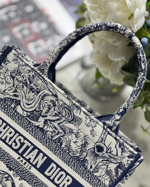 Dior Book Tote M1265 Small Dior Toile De Jouy Reverse Embroidery Blue - Default Title - View 4