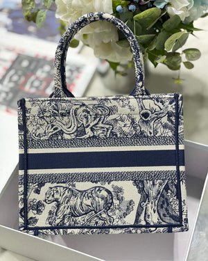 Dior Book Tote M1265 Small Dior Toile De Jouy Reverse Embroidery Blue - Default Title - View 6