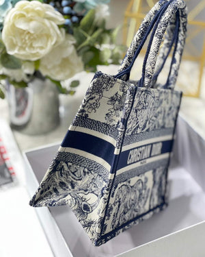 Dior Book Tote M1265 Small Dior Toile De Jouy Reverse Embroidery Blue - Default Title - View 7