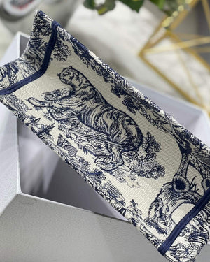 Dior Book Tote M1265 Small Dior Toile De Jouy Reverse Embroidery Blue - Default Title - View 8