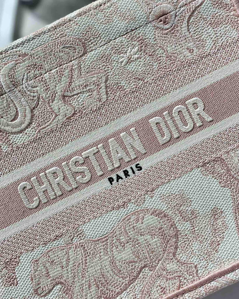 Dior Book Tote M1265 Small Dior Toile De Jouy Reverse Embroidery Pink
