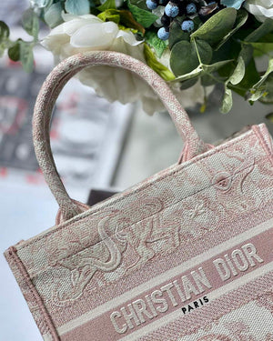 Dior Book Tote M1265 Small Dior Toile De Jouy Reverse Embroidery Pink - Default Title - View 3