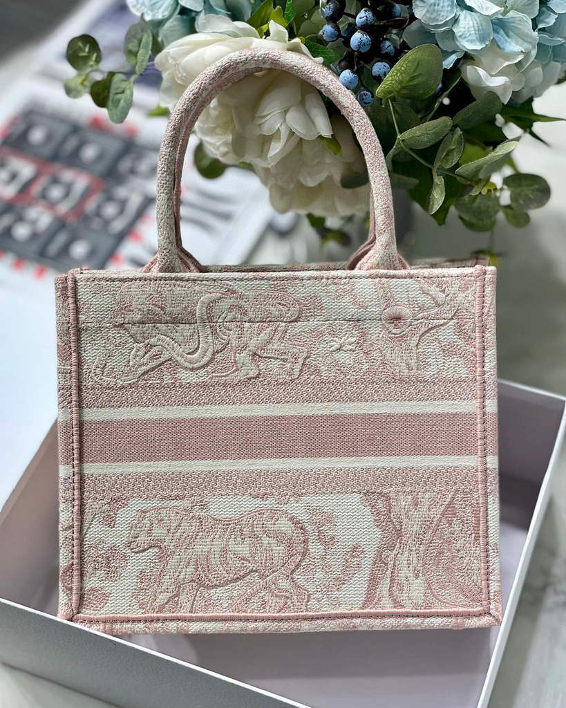 Dior Book Tote M1265 Small Dior Toile De Jouy Reverse Embroidery Pink - Default Title - View 5