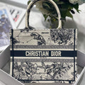 Dior Book Tote M1265 Small Latte Toile De Jouy Zodiac Embroidery Beige - Default Title - View 1
