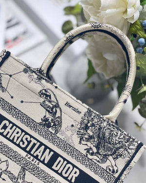 Dior Book Tote M1265 Small Latte Toile De Jouy Zodiac Embroidery Beige - Default Title - View 4