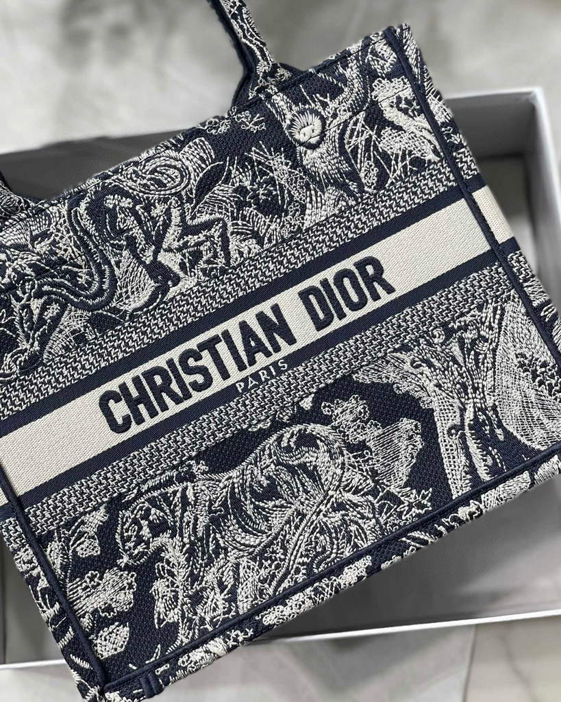 Dior Book Tote M1265 Small Toile De Jouy Embroidery Blue - Default Title - View 2