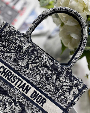 Dior Book Tote M1265 Small Toile De Jouy Embroidery Blue - Default Title - View 4
