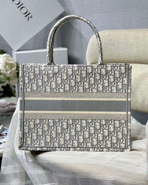 Dior Book Tote M1296 Medium Beige Dior Oblique Embroidery M0082 - Default Title - View 9