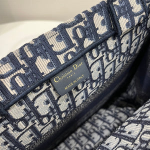 Dior Book Tote M1296 Medium Ecru and Blue Dior Oblique Embroidery - Default Title - View 7