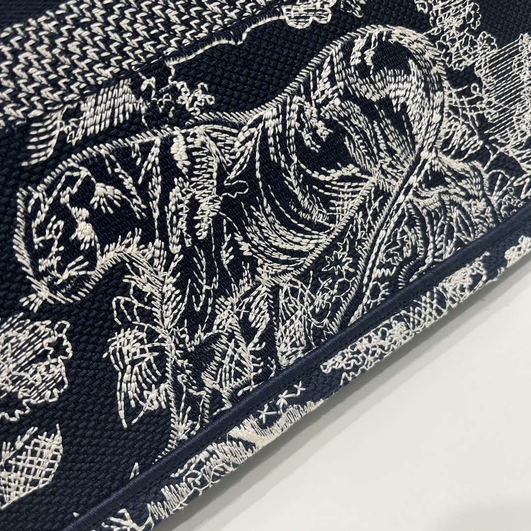 Dior Book Tote M1296 Medium Ecru and Blue Toile de Jouy Embroidery M0073 - Default Title - View 3