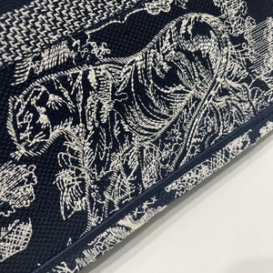 Dior Book Tote M1296 Medium Ecru and Blue Toile de Jouy Embroidery M0073 - Default Title - View 3
