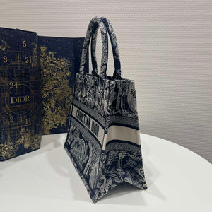 Dior Book Tote M1296 Medium Ecru and Blue Toile de Jouy Embroidery M0073 - Default Title - View 5