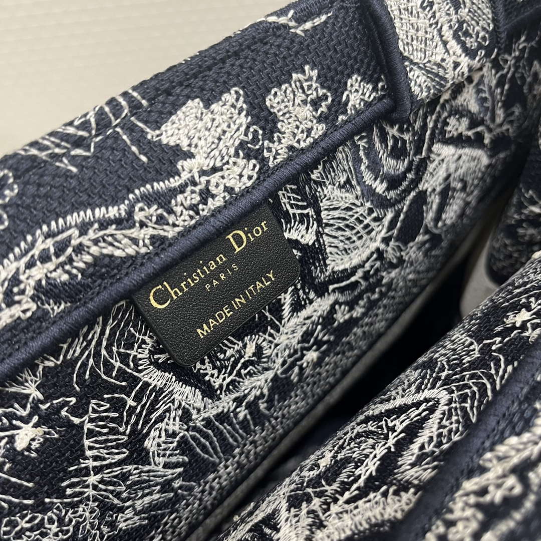 Dior Book Tote M1296 Medium Ecru and Blue Toile de Jouy Embroidery M0073 - Default Title - View 7